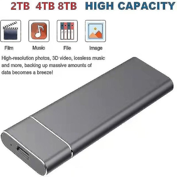 Ulkoinen Ssd Mobile Solid State Hard Drive USB 3.1 Ulkoinen Ssd Typc-c Kannettava kiintolevy Ssd Musta 16tb 16tb