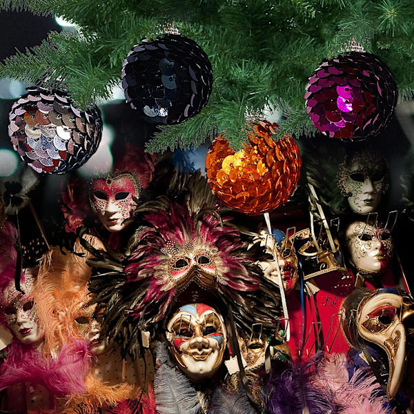 Färgglada skalinslagna bollhänge Dekorationsboll Mardi Gras Paljettboll Prydnader 1,5 tum Hängande boll