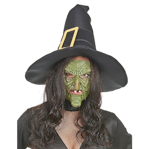 Halv latexmask näsa och haka vuxen grön häxa