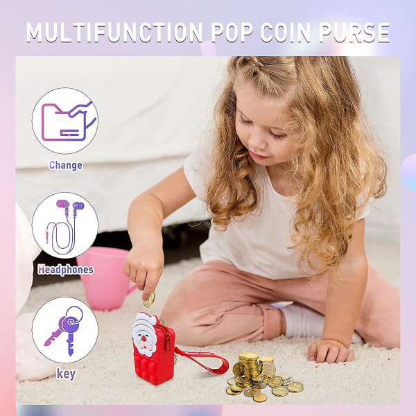 Søt mini-pop-pung for jenter, nydelige påskepop-leker-gaver til jenter, Push-pop-pung-leketøy, pop-nøkkelring myntpung-leker til påskegaver (hvit)