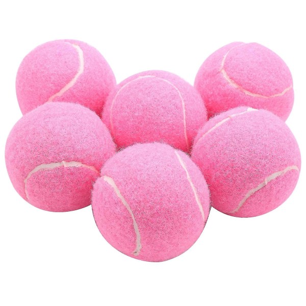 6st Pack Rosa tennisbollar Slitstarka elastiska träningsbollar 66mm damer Nybörjare Träning Te（Rosa）