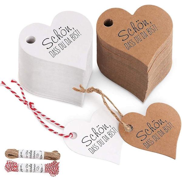 Valentine's Day gavemærker 200 stk., hvide og læder Valentine's Day har hjerteformede stilarter