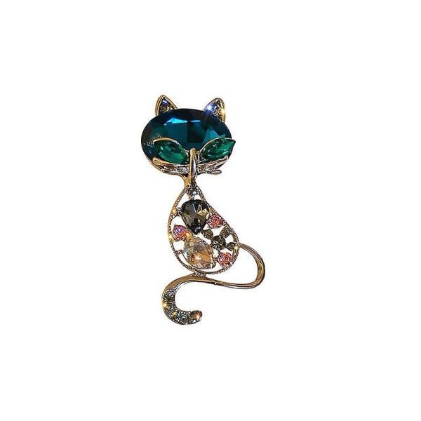 Ghyt Fashion Crystal Cat Animal Brosch Bröstnål Lapel Krage Pin Kvinnor Smycken Hot