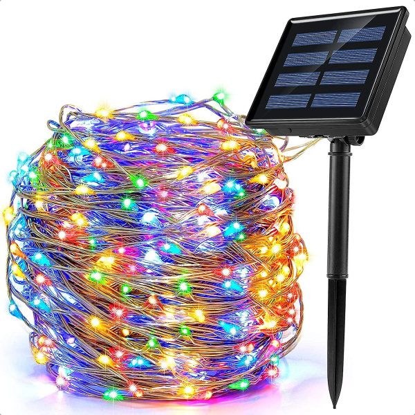 WABJTAMSolar String Lights Outdoor, 200 LED 8 lägen 22M Solar Julljus Dekoration IP65 Vattentät utomhus Solar Lampa för trädgård, balkong, uteplats