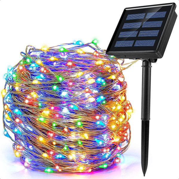 WABJTAMSolar String Lights Outdoor, 200 LED 8 Modes 22M Solar Julelys dekorasjon IP65 Vanntett Outdoor Solar Lamp for Hage, Balkong, Patio