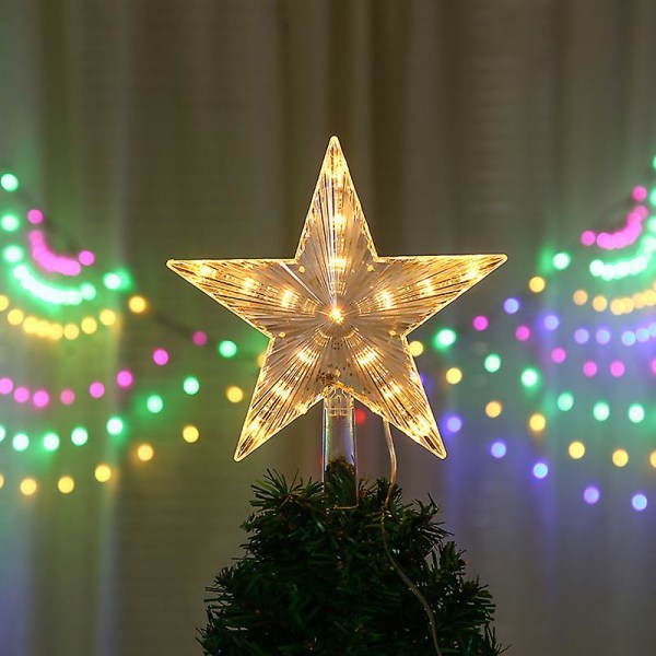 1 STK Juletre Topper Stjerne Skinnende Roterende Lys Fest LED Lampe Dekorasjon Varmende hvit