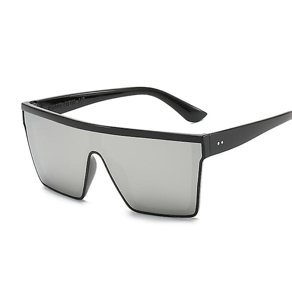 Lyxiga svarta överdimensionerade fyrkantiga solglasögon för vuxna, mode, vintage-stil, solglasögon för vuxna, märkesdesigner, stor ram, Oculos De Sol（svart silver）