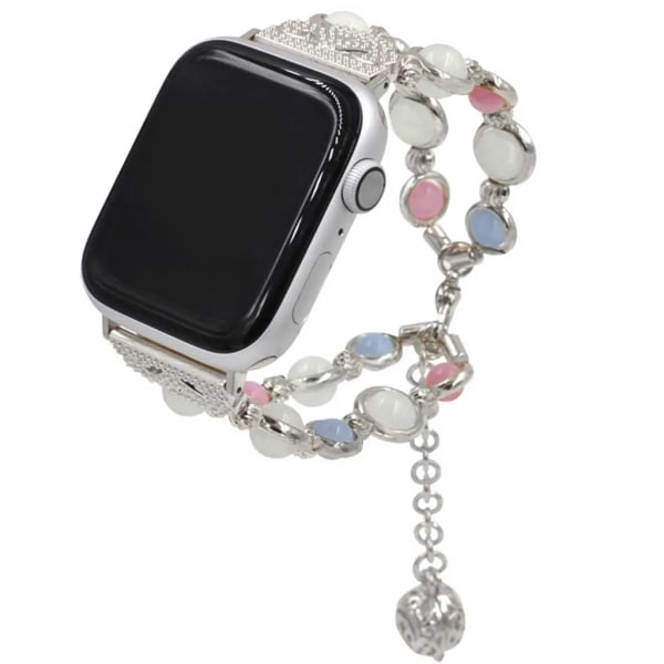 Kompatibel med Watch Band 38 Night Luminous Pearl iWatch Armband med rostfritt stålspänne Kompatibel med Series 5/4/3/2/1 (Silver)