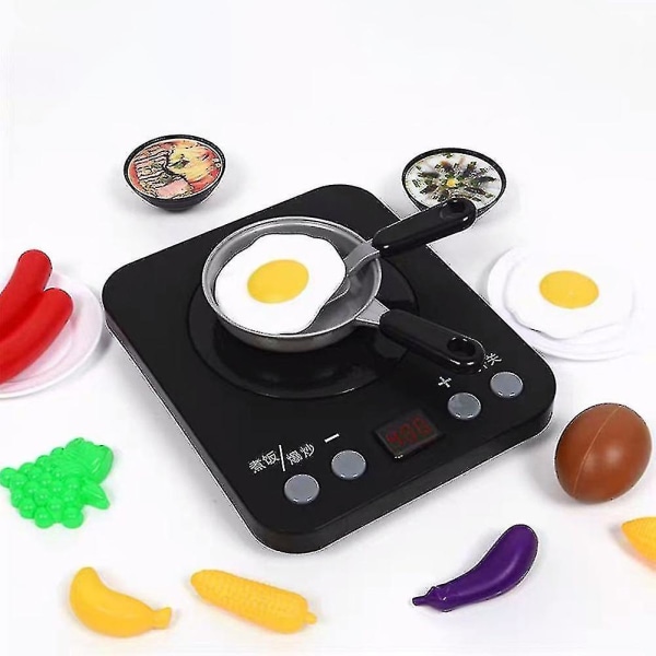 Legetøj til børne-køkken Foregive-legetøj, simulering Miniature-køkkenlegetøjssæt Legehus Elektrisk køkkenlegetøj（rødt）