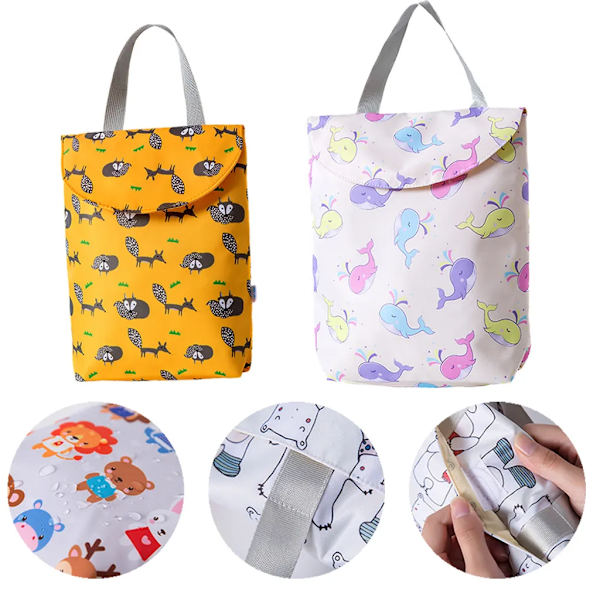 Återanvändbar hängande våt torr blöjpåse, badpåse, yogagymväska (2-pack, olika storlekar), (stil 1)