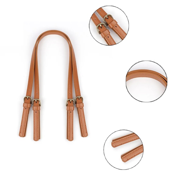 Set med 2 axelremmar Väska handtag - Handväska axelrem brun