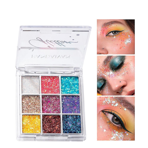 9 farver makeup glitter pailletter lysende iriserende selvklæbende pailletter til Halloween fest makeup（1）