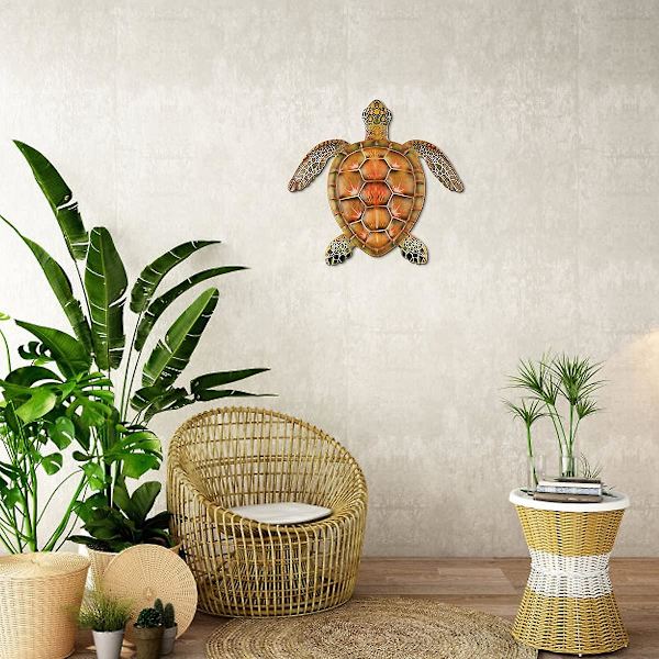 WABJTAM Metalli Schildkröte Wand Dekor Schildkröte Wand Kunst für Zuhause Schlafzimmer Wohnzimmer Büro Garten Zäune Aquarium Ozean Wand Dekor, Orange