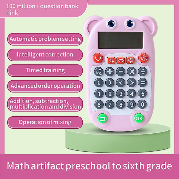 Matematisk hastighetsberegningstrener, fire grupper av blandet 24-punkts hastighetsberegningstenkningstrening, addisjon, subtraksjon, flerfarget valgfritt (rosa)