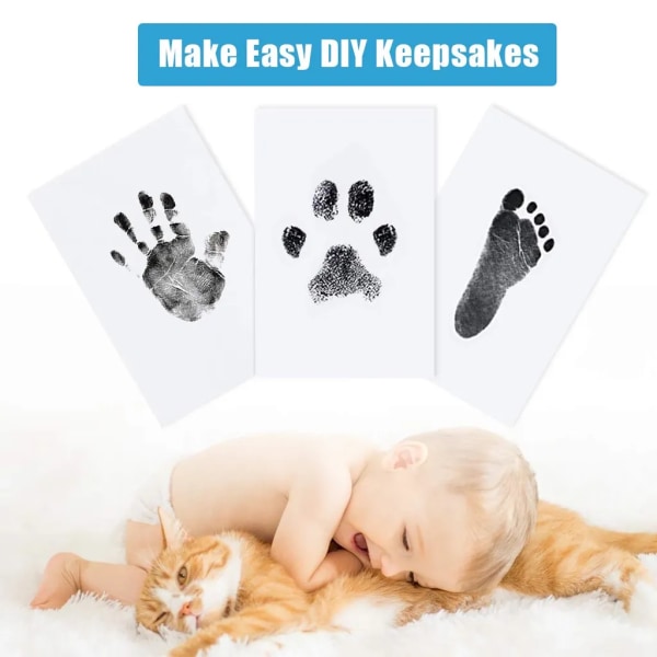 Baby handavtryck och fotavtryck, baby för nyfödda 0-6 månader, baby , print hund, print katt, ren bläckdyna