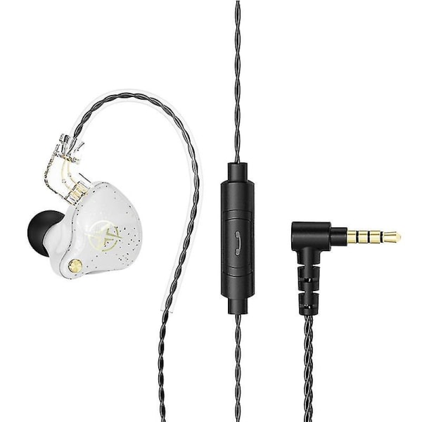 Sportsøretelefoner Hodetelefoner Kablet øreplugg Delt design Stereolyd 3,5 mm Universal Hifi Kablet rundt-øret hodetelefon for sport Jikaix（Hvit）