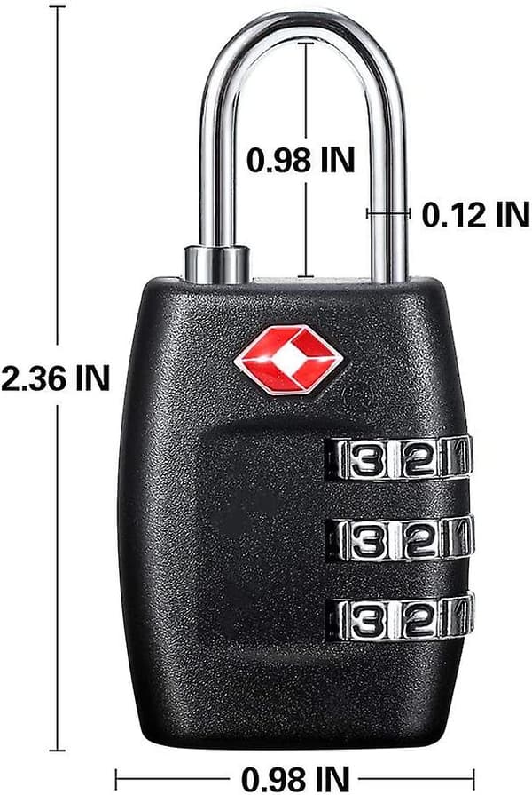 Resväskor Lås (4-pack) - 3-siffrig Kombinationslås - Godkänd Reselås för Resväskor & Bagage (svart)