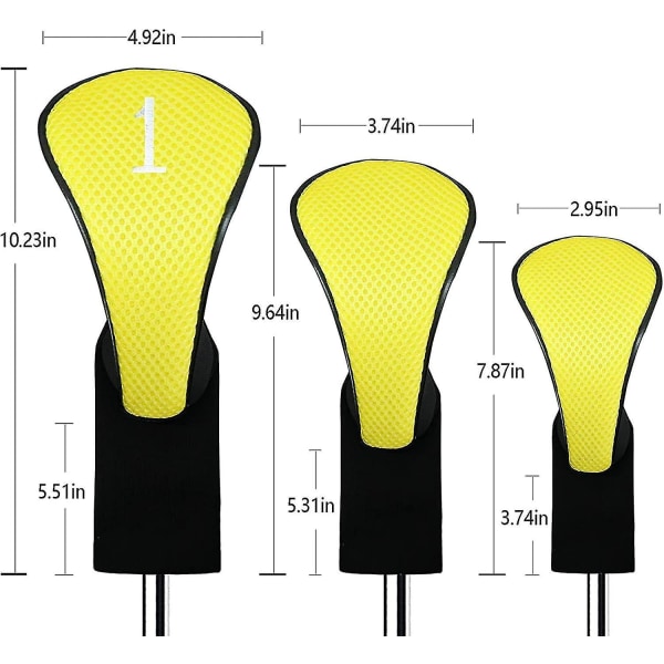 Golfmailan päälliset pitkäkaulainen hain puiset cap 3 kpl (harmaa) (santanxing) (keltainen)