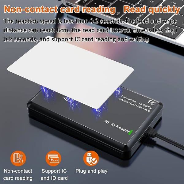 ID RFID-läsare Skrivare 13,56MHz kortläsare USB läsare 1326 hemdistanskort och EM4100 IC NFC-kort åtkomstkontrollsystem Home Again Microchip Scanne