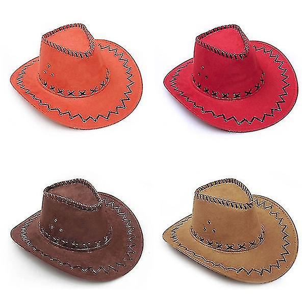 Snygg Unisex Cowboyhatt i Konstläder Europeiska Mössor (orange)