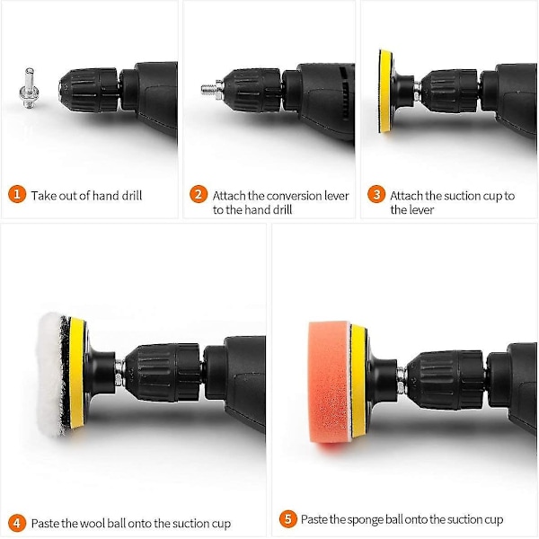 6 tum 150 mm svamp polering polering vaxning pad kit set förening bilpolerare + M14 borr adapter kit
