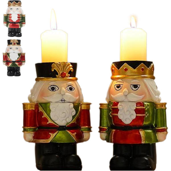2 st 5,5 tum Nötknäppare Juldekoration Ljusstakar, Hartspelare Ljusstakar för Vinter Julbord Eldstad Mittstycke Dekoration
