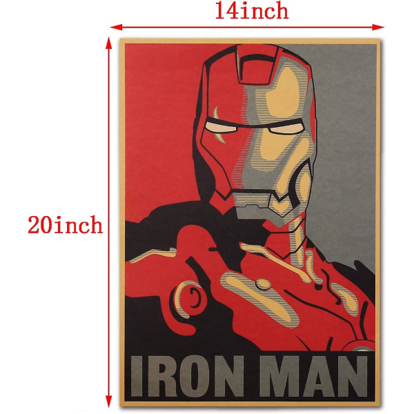 Vintage Marvel Superhjälte Iron Man Poster Retro 20 X14 Tum Unramad Marvel Posters Gammal Stil Avengers Väggkonst Kraftpapper Iron Man Hem