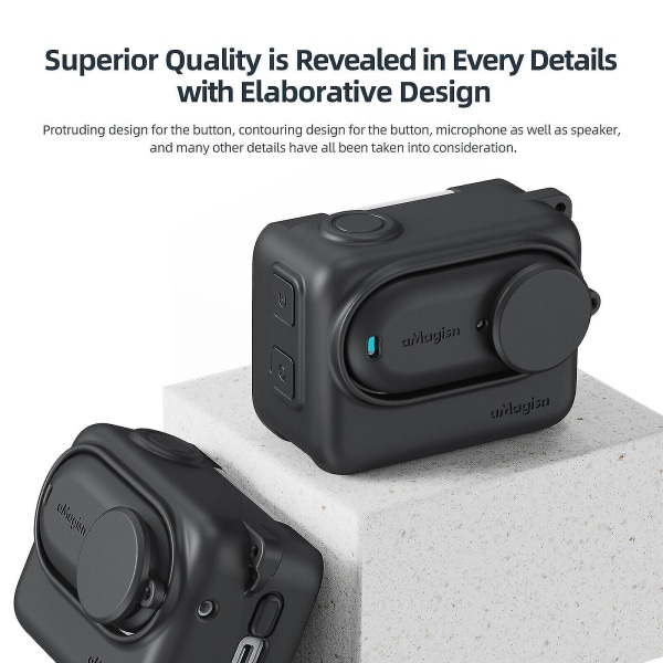Silikonbeskyttelsesveske Kameraveske for Insta360 Go 3 Camera Guard Bæreveske Mykt deksel Flerfarget valgfritt（Grå）