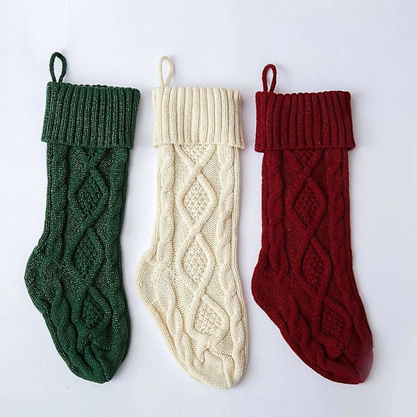 Julklappsstrumpor Stickade Ull Heminredning, Vit