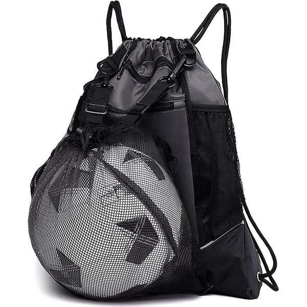 Boys Drawstring Soccer Bag, Foldable Basketball Backpack Gym Bag Backpack Sports Bag with Detachable Ball Net Bag, Suitable for Volleyball Baseball Yo