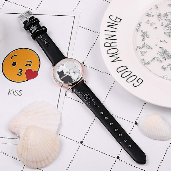 Flickor Klockor - Söta Cartoon Cat Armbandsur Flickor Kvartsur Damklockor Analog Kvartsur