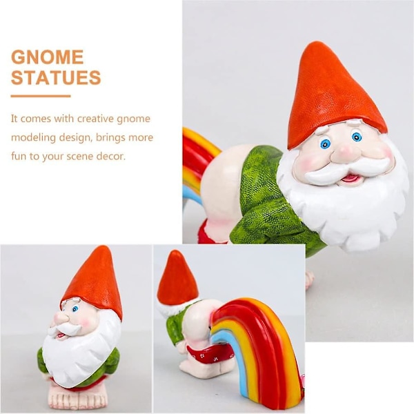 Presentprydnad Trädgård Regnbåge Tomte Staty Skulptur: Resin Tomte Figur Jul Trädgård Tomte Dekoration För Patio Yard Gräsmatta Veranda Prydnad Jultomte Prydnad