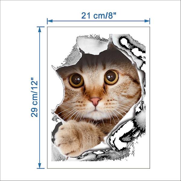 2 stycken Katttoalett Flush Toalettdekal PVC-material Väggdekoration Temat med katten som kommer ut ur hålet Väggdekal Färgglad väggdekal