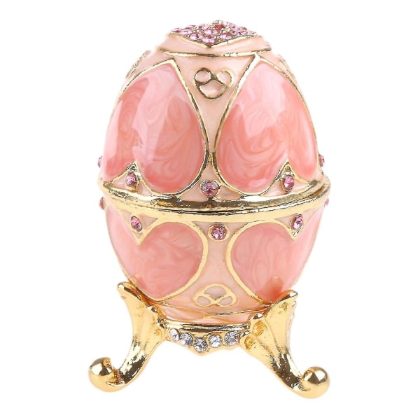 Rosa Fabergé-egg håndmalt smykkeskrin gave til påske hjemmedekor