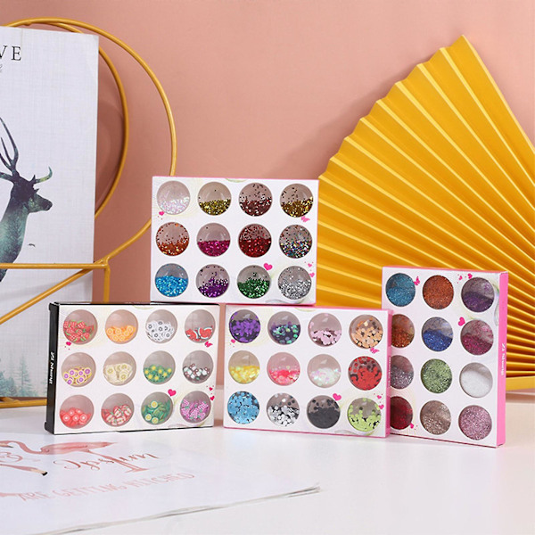 12 Färgade Nagelglitter Sekvenser Manikyr Dekal Holografisk Nagelkonst (Liten Hexagon)