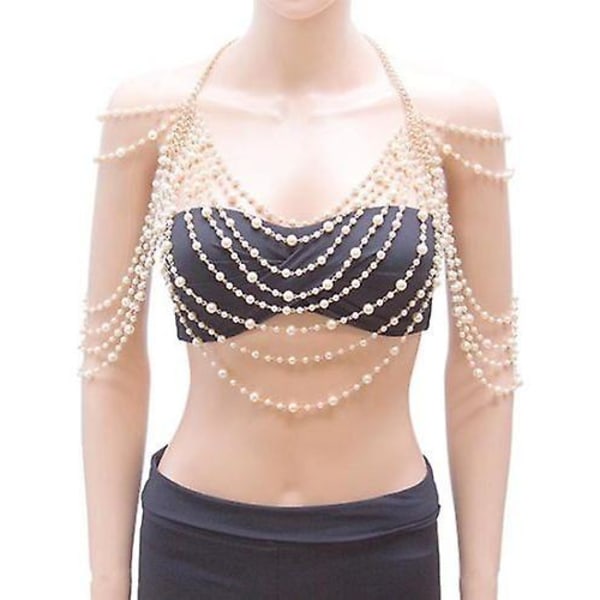 Kvinder Sexet Perle,Body Chain Layered Tassel, Halskæde Bikini Beach Accessories Lingeri, Bra Chain smykker