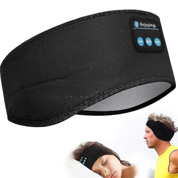 Bluetooth 5.0 hörlurar Pannband Sport Pannband Sovträning (svart)