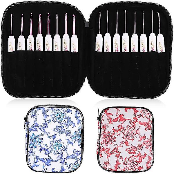 Clover virknålsset 16 st med bärbar väska för DIY handarbete för älskare (blå)