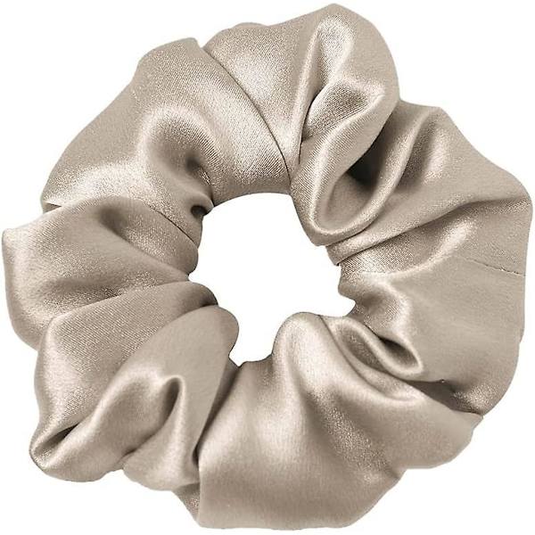 100% Silkes Hår Elastik Dam Flickor Flickor Hår Elastik Ren Silke Stor Hår Scrunchie Bistre Silke