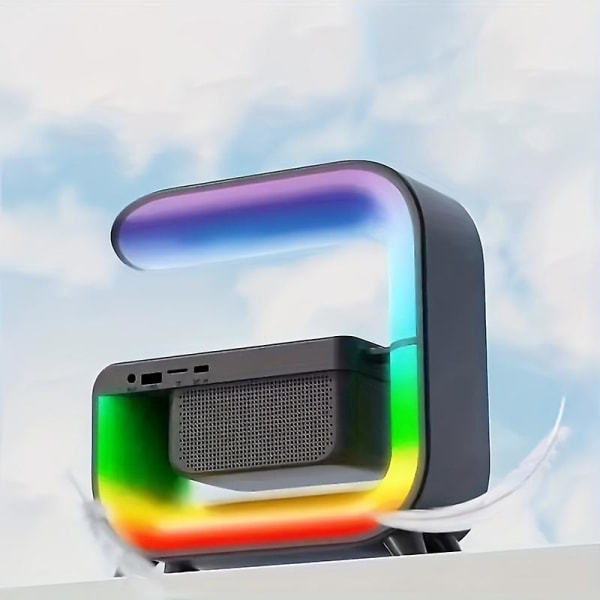 Big G Bluetooth-høyttaler Klokkeskjerm 15w trådløs lading Skrivebord Fargerik atmosfærelys kreativ gave