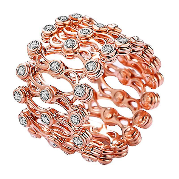 S925 Silver Ringarmband 2-i-1 Transformerbart Ringarmband Teleskopiskt Ring för Kvinnor (med diamant, Roséguld)