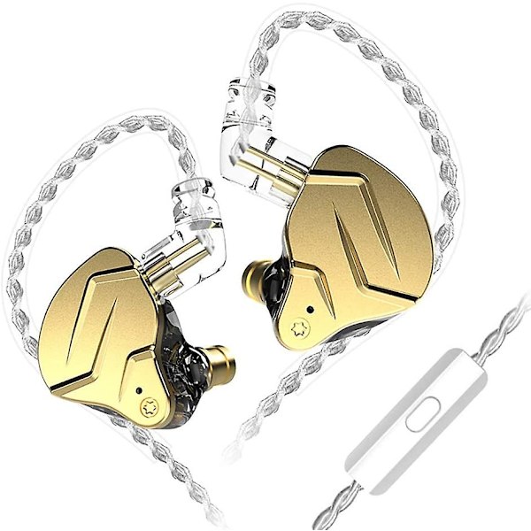Armature Drive Coil In-ear Headset Zsnprox 1ba+1dd Hifi Headset Zsnpro X Headset (med mikrofon, guld)