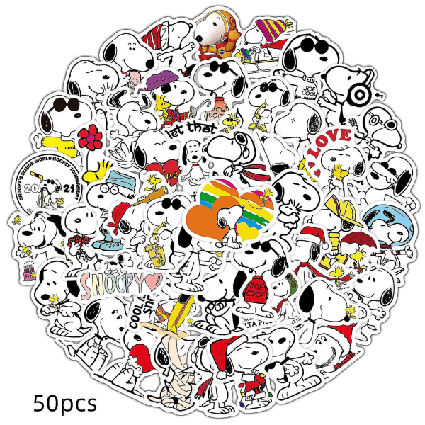 50 kpl / set Peanuts Snoopy Diy Vedenpitävä Matkalaukku Laptop Cup Rullalautatarrat