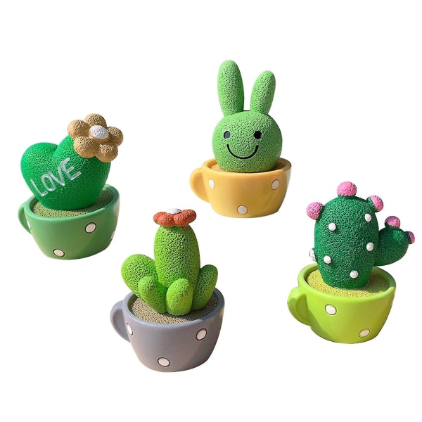 4 kpl kaktuskoriste Söpö kaktuksen muotoinen koristelu sarjakuva ruukkukasvit kirkkaat värit kotitoimiston pöytäkoristeeksi