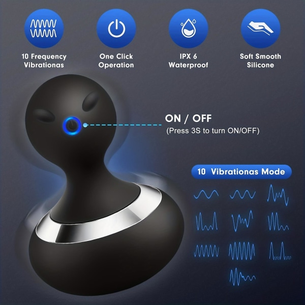 Kalebass Vibrator Silikon Vanntett Magnetisk Oppladbar 10-frekvens kvinnelig apparat Vibrerende massasjepinne（sølv sirkel）