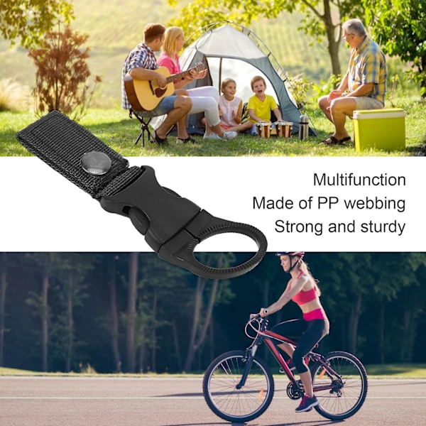 2024 Utomhus Vattenflaskhållare Klämma för Camping Vandring Cykling Fiske Multifunktionellt Spänne Svart