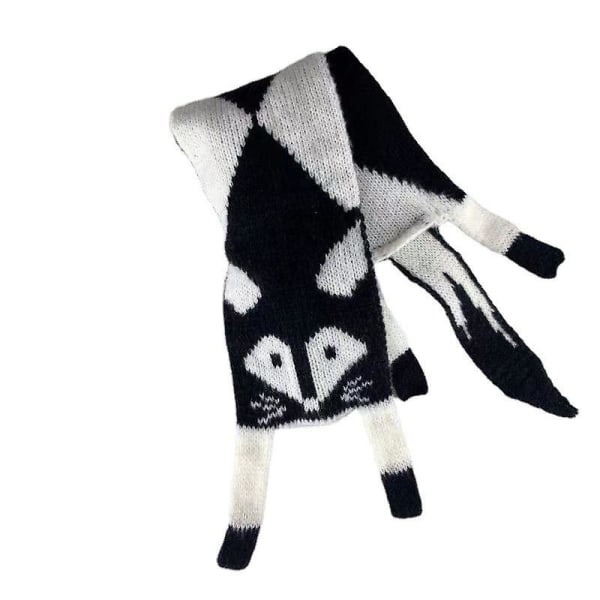 Kreativt djur Little Fox Söt djurskydd Vacker fräsch och söt scarf（svart）
