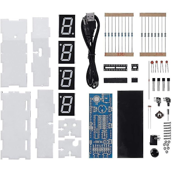 Elektronisk DIY-klockset (grön) 4-siffrig LED-klocka som automatiskt visar tid och temperatur（Style1）