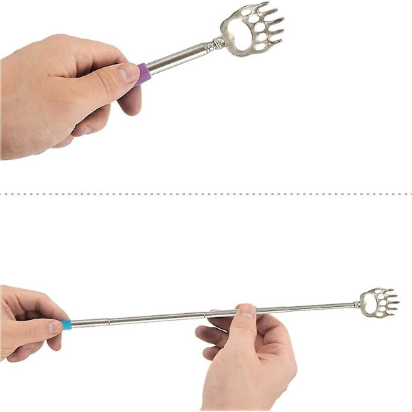 Bärbara Utdragbara Teleskopiska Björnklor Metall Ryggkliare Handmassager Ryggklappning För Både Människor Och Husdjur (4st, Flerfärgad)