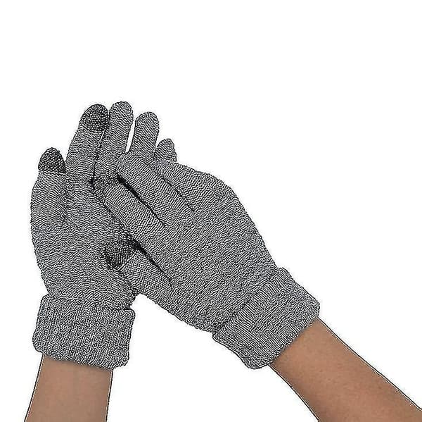 Vinter Touchscreen-Vantar För Män Kvinnor Anti-Halk Touch Screen Varma Fodrade Stickade. (Grå)